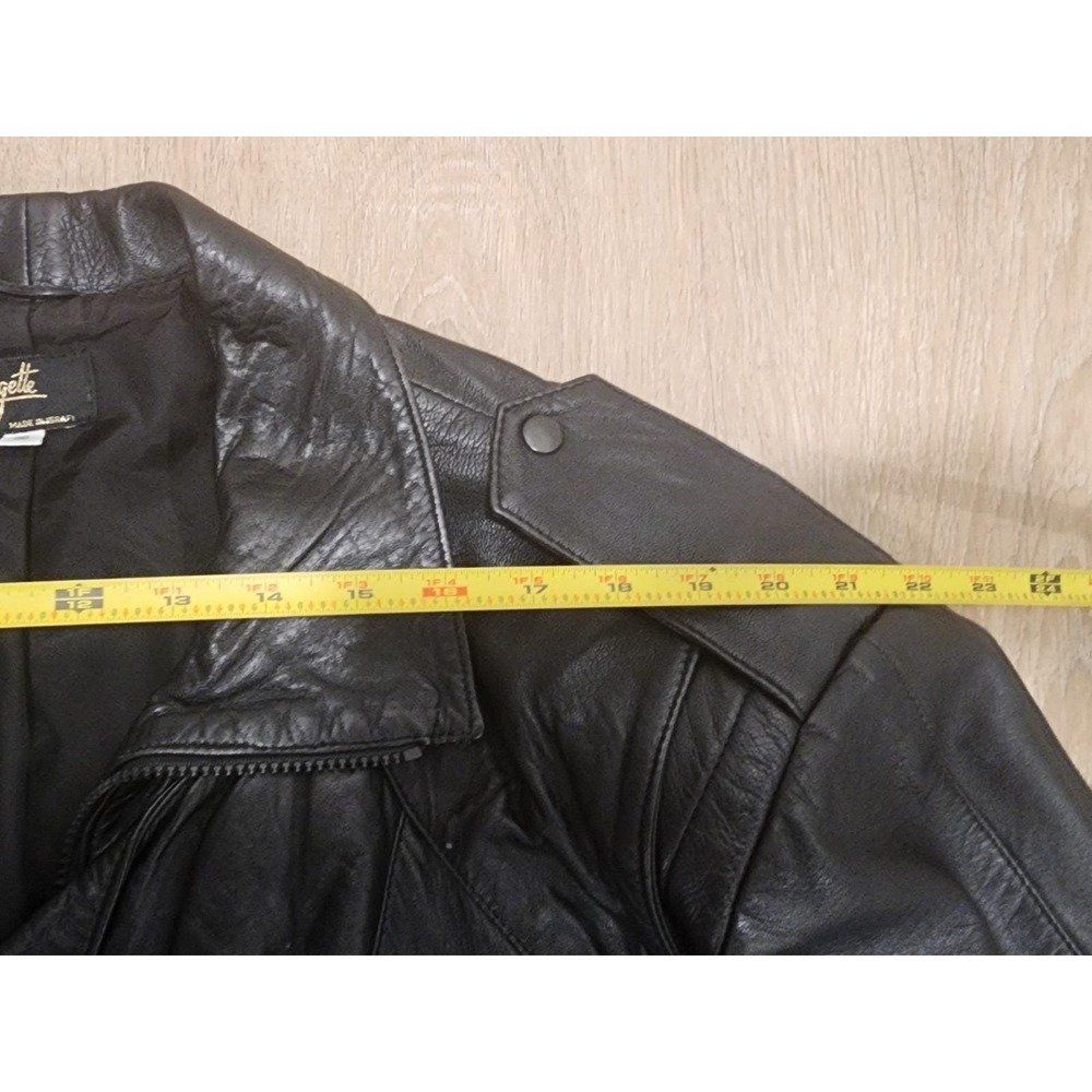 Vintage Gingette Black Soft Leather Jacket Size 50 Made In Israel - Picture 7 of 13